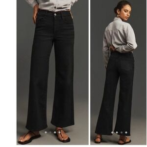 FRAME Le Slim Palazzo Jeans High Rise Wide Leg Blackthorn Black 26